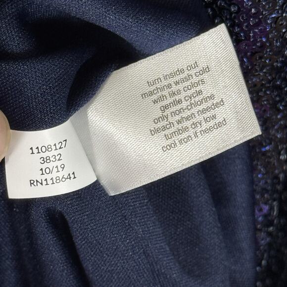 LANE BRYANT Women’s 16 Navy Blue Sequin Party Dress 3/4 Sleeve Cocktail Holiday - Picture 10 of 10